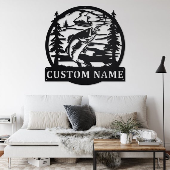 Custom Fisherman Fish Boat Metal Wall Art With LED Light, Personalized  Fisherman Name Sign Decoration for Room, Fish Boat Metal Home Decor 