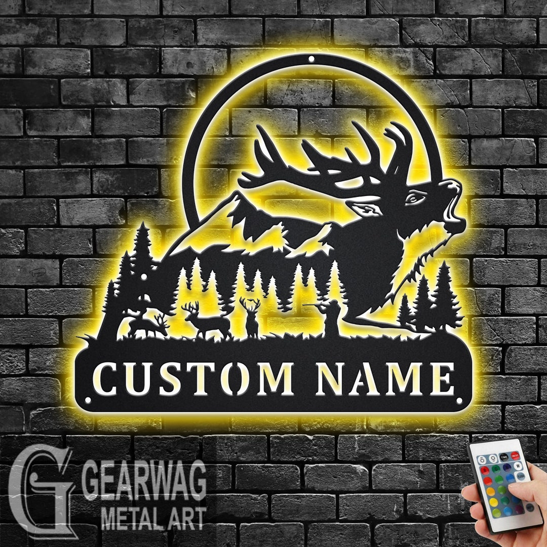 Custom Elk Metal Wall Art With LED: Personalized Name Sign - Etsy