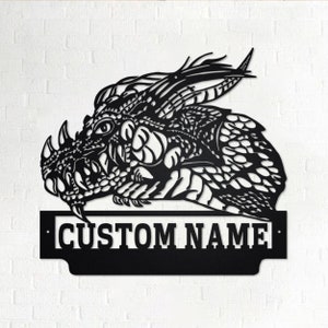 Custom Dragon Head Metal Wall Art, Personalized Dragon Name Sign Decoration For Room, Dragon Metal Home Decor, Custom Dragon, Dragon Head