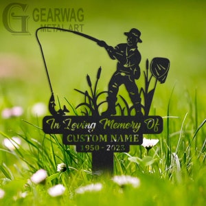 Custom Fisher Memorial Stake, Metal Stake, Outdoor Decor, In Loving Memory, Outdoor Stake, Sympathy Sign, Grave Marker, Fisher Metal Sign