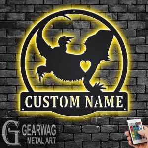 Custom Bearded Dragon Metal Wall Art With LED Light, Personalized Bearded Dragon Name Sign Decoration For Room, Bearded Dragon LED Decor