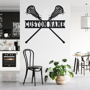 Custom Lacrosse Sticks Metal Wall Art With LED Light, Personalized