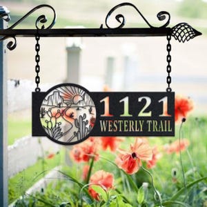 Personalized Cactus Metal Address Sign House Number Hanging Address Plaque Yard Sign, Outdoor Sign Garden Stake, Metal Address Sign