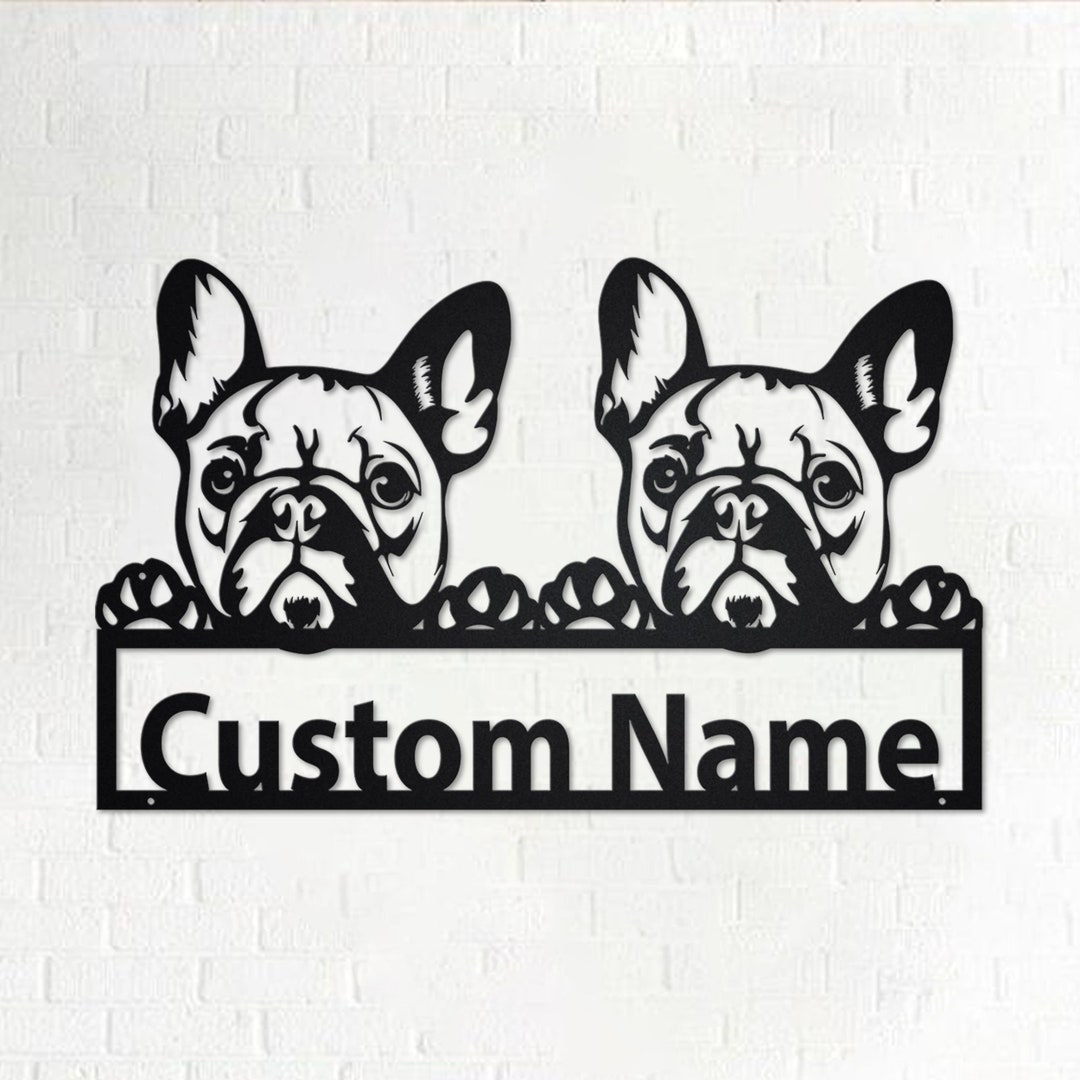 Custom Two French Bulldog Metal Wall Art, Personalized Two French