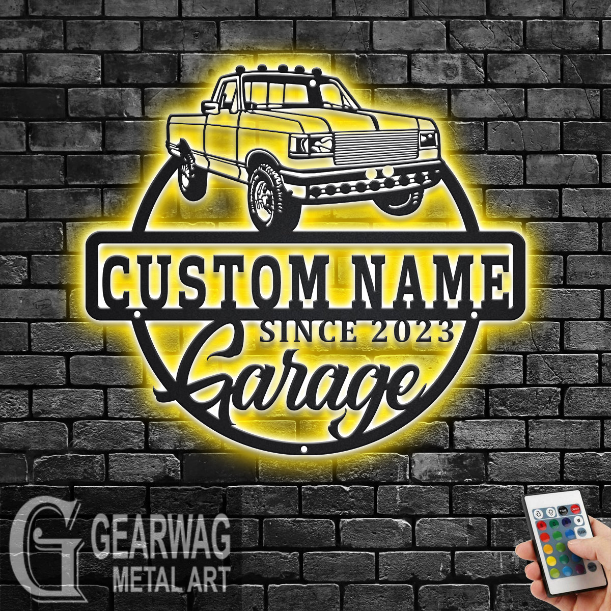 Personalized Garage Name Metal Sign With LED: Custom Man Cave