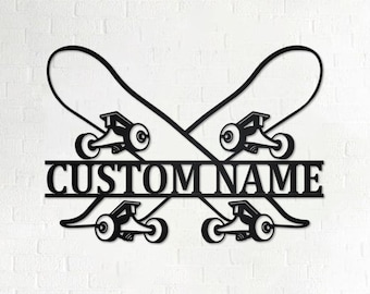 Custom Skateboard Metal Wall Art: Personalized Name Sign