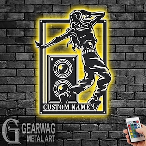 Custom Female Street Dance Signage Metal Wall Art With LED Light, Personalized Street Dancer Name Sign Decoration, Street Dance LED Decor