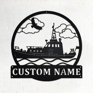 Custom Tugboat Metal Wall Art, Personalized Tugboat Name Sign Decoration For Room, Tugboat Metal Home Decor, Custom Tugboat