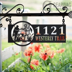 Personalized Duck Hunting Metal Address Sign House Number Hanging Address Plaque Yard Sign, Outdoor Sign Garden Stake, Custom Address Sign