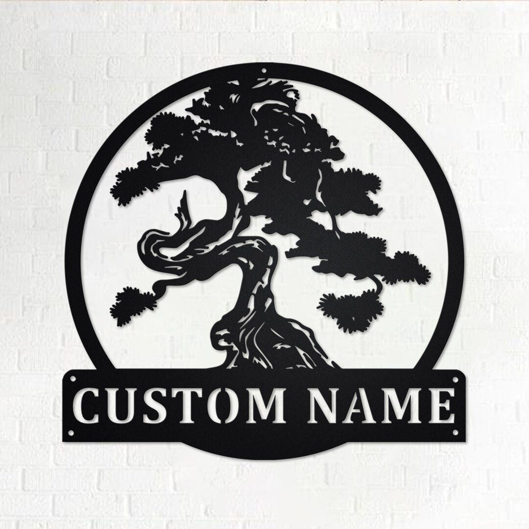 Custom Conifer Metal Tree Wall Art: Personalized Name Sign - Etsy