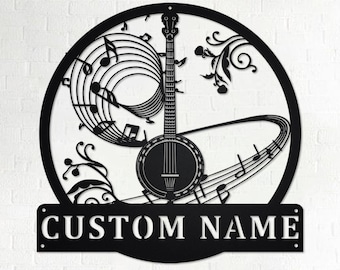 Custom Banjo Music Metal Sign Art, Personalized Banjo Music Metal Signs,  Banjo Studio Metal Wall Decor, Music Wall Hanging for Decoration