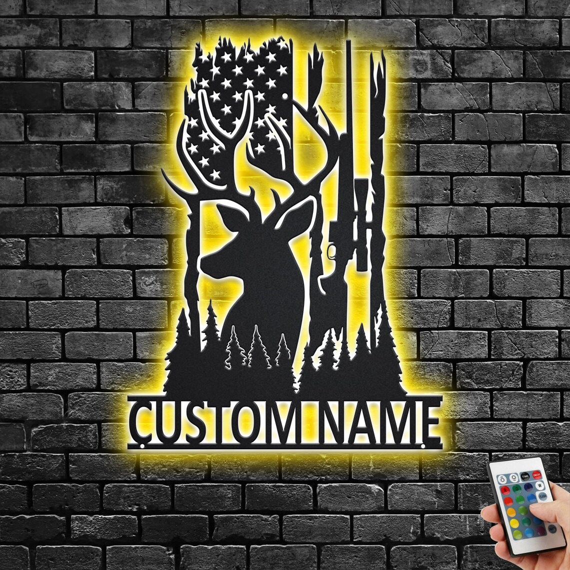 Custom Deer Hunting Metal Wall Art With LED Light - Etsy
