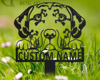 Letrero de metal personalizado para jardín de perros Catahoula Leopard, letrero de metal personalizado para jardín de perros Catahoula Leopard, estaca de jardín para perros Catahoula Leopard