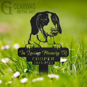 Custom American Foxhound Dog Memorial Stake, Metal Stake, Outdoor Decor, In Loving Memory, Outdoor Stake, Sympathy Sign, Grave Marker