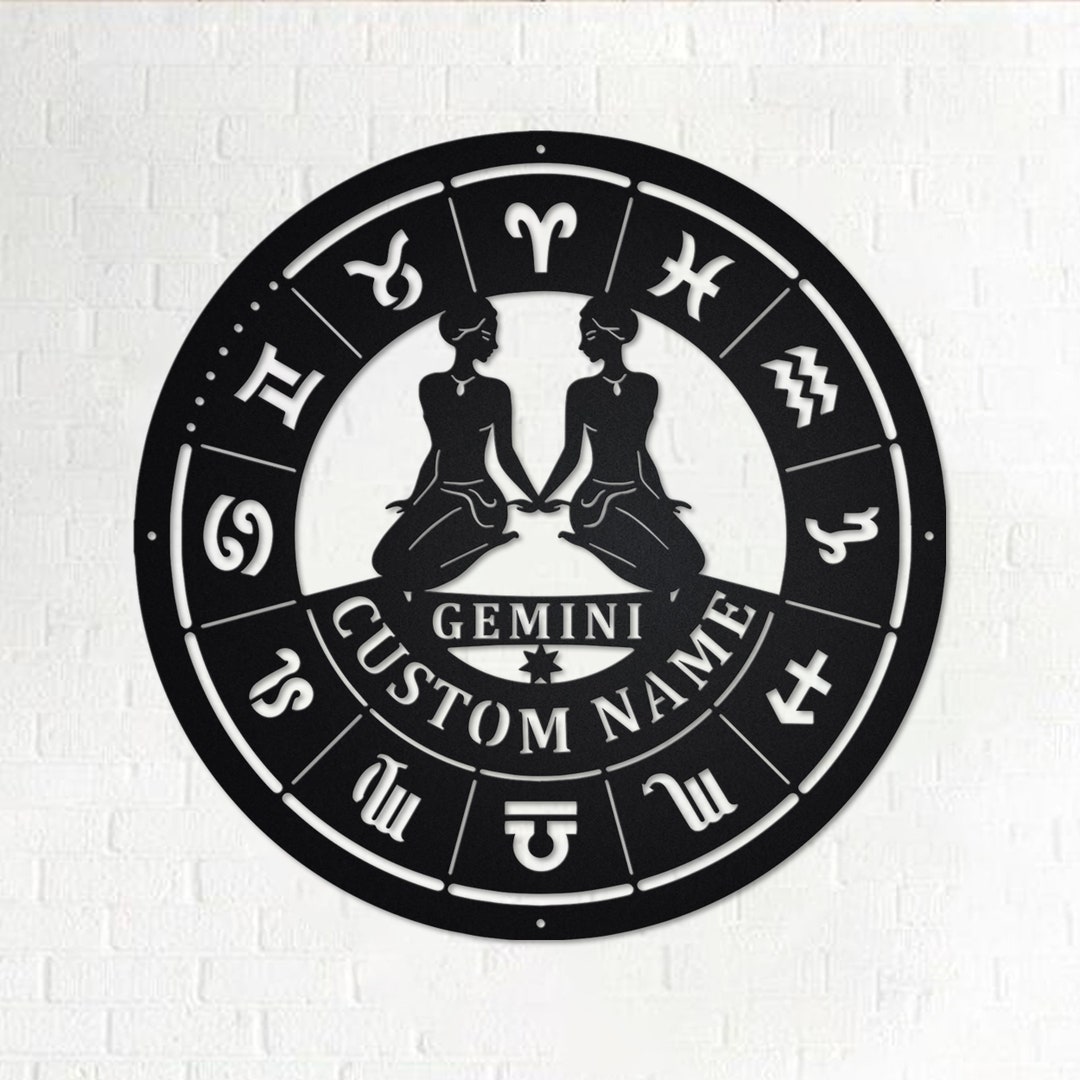 Custom Gemini Zodiac Metal Wall Art: Personalized Horoscope Decor - Etsy