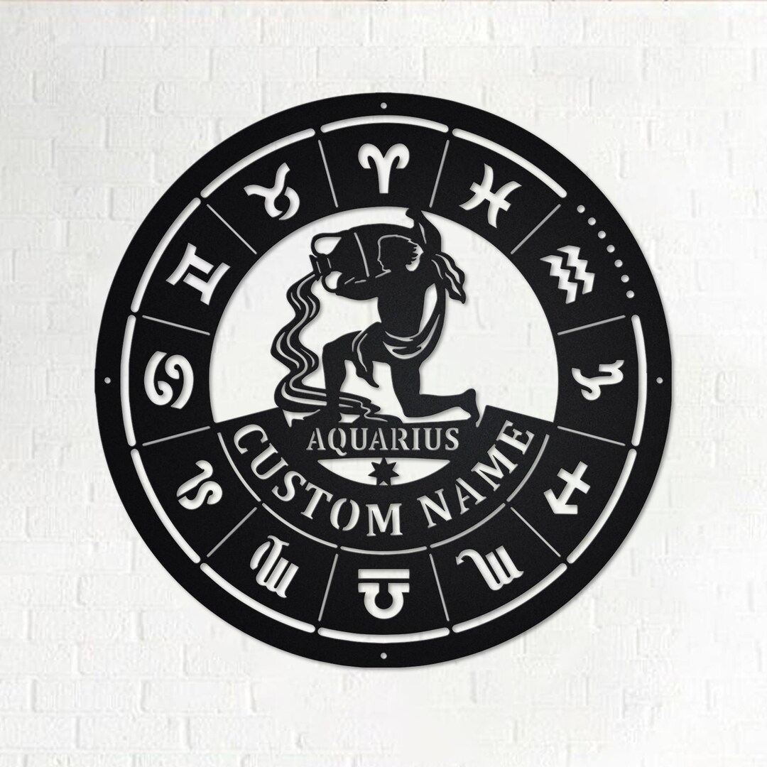 Custom Aquarius Zodiac Metal Wall Art Personalized Aquarius Etsy