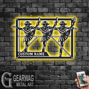 Custom Drill Dance Signage Metal Wall Art With LED Light, Personalized Drill Dancer Name Sign Decoration, Drill Dance Metal LED Decor