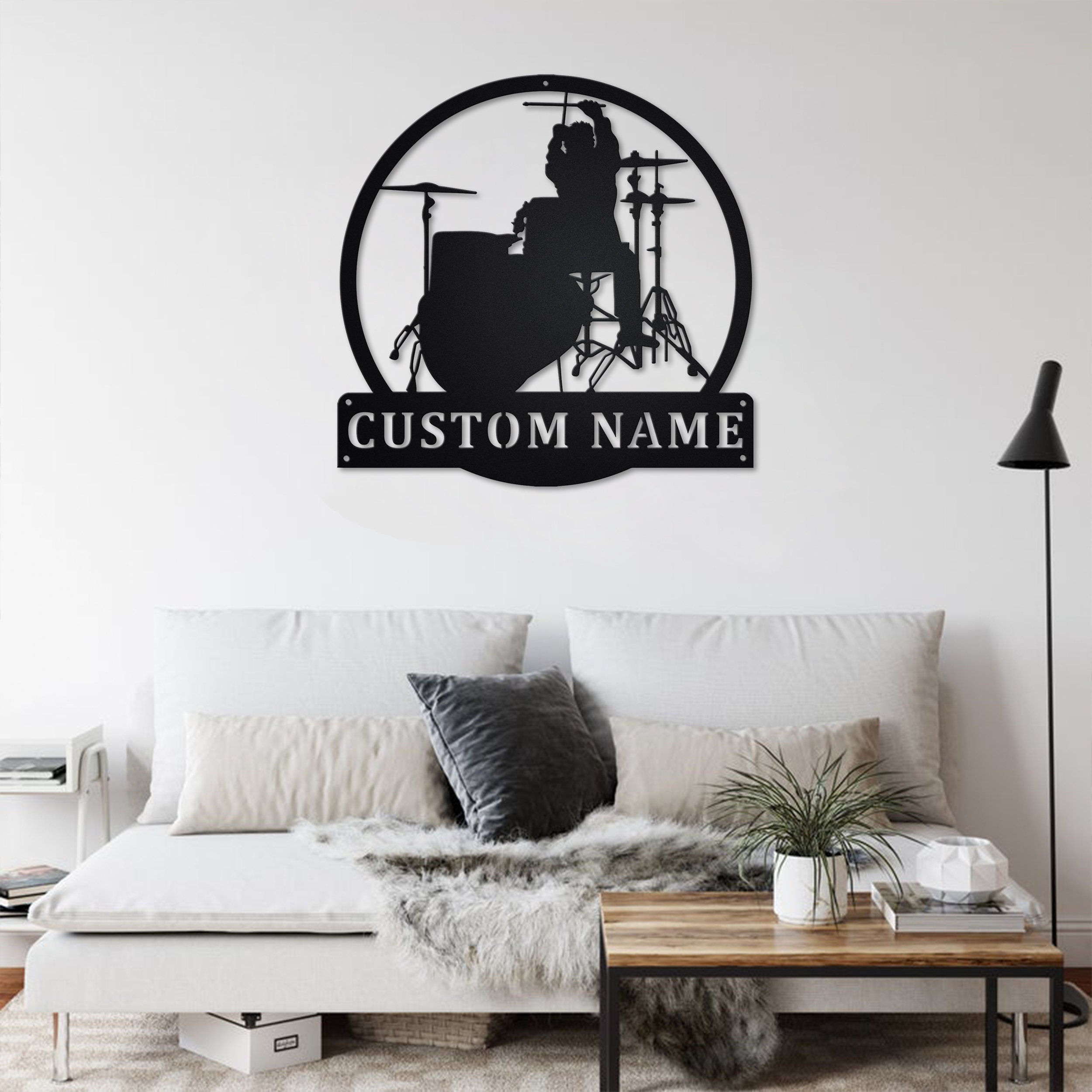 Drummer Sign Custom Drummer Metal Wall Art With LED Lights: Personalized Name Sign ...