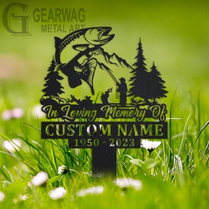 Custom Fisher Memorial Stake, Metal Stake, Outdoor Decor, In Loving Memory, Outdoor Stake, Sympathy Sign, Grave Marker, Fisher Metal Sign