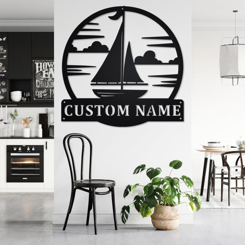 Custom Sailboat Metal Wall Art Personalized Sailboat Name Etsy