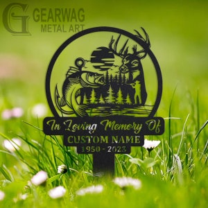 Custom Deer hunter Memorial Stake, Metal Stake, Outdoor Decor, In Loving Memory, Outdoor Stake, Sympathy Sign, Grave Marker,Deer hunter Sign