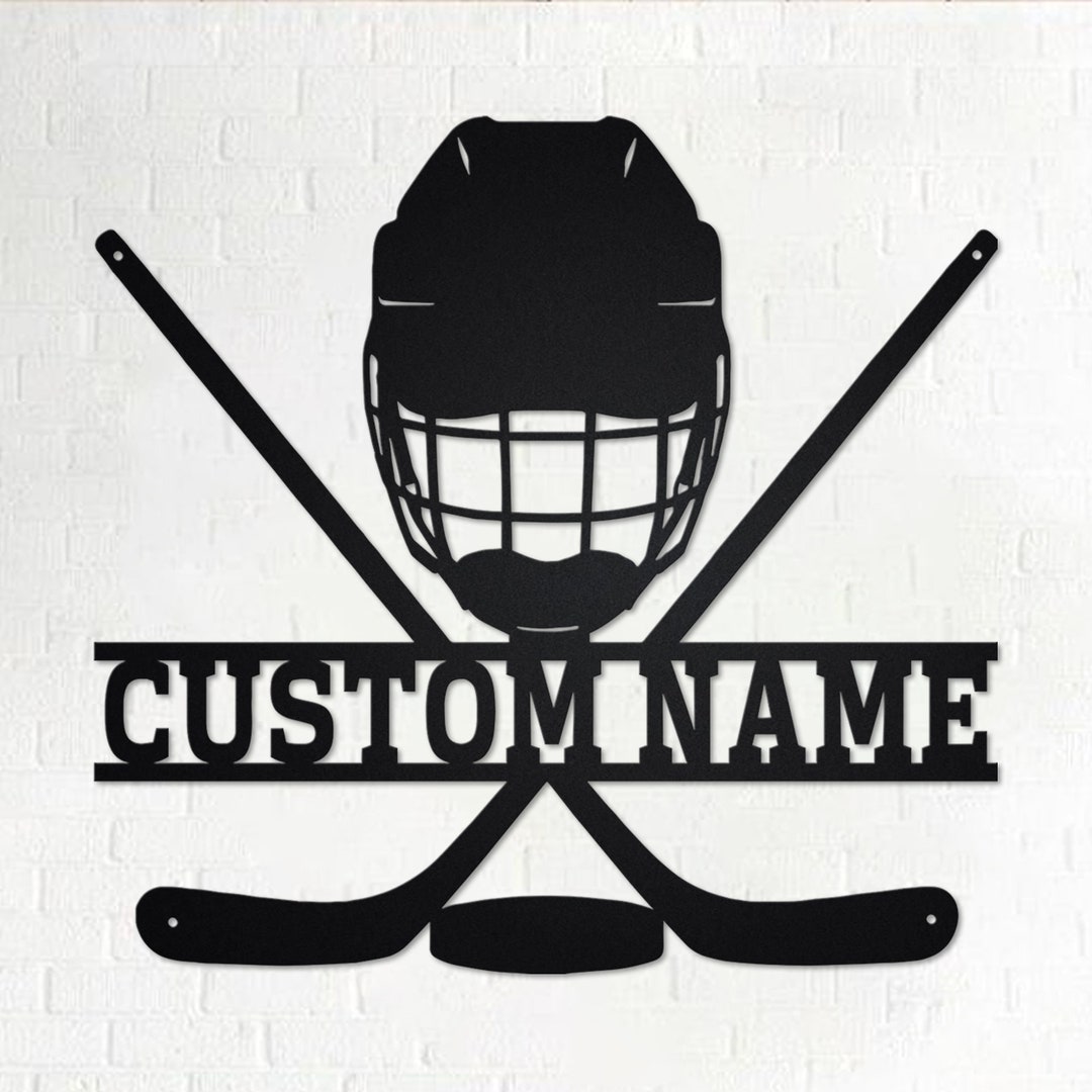 Custom Hockey Metal Wall Art, Personalized Hockey Name Sign Decoration