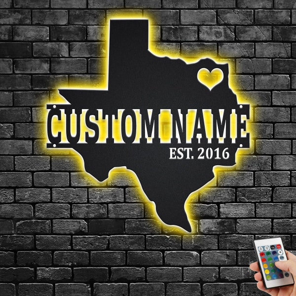 Texas Map Metal Sign Etsy