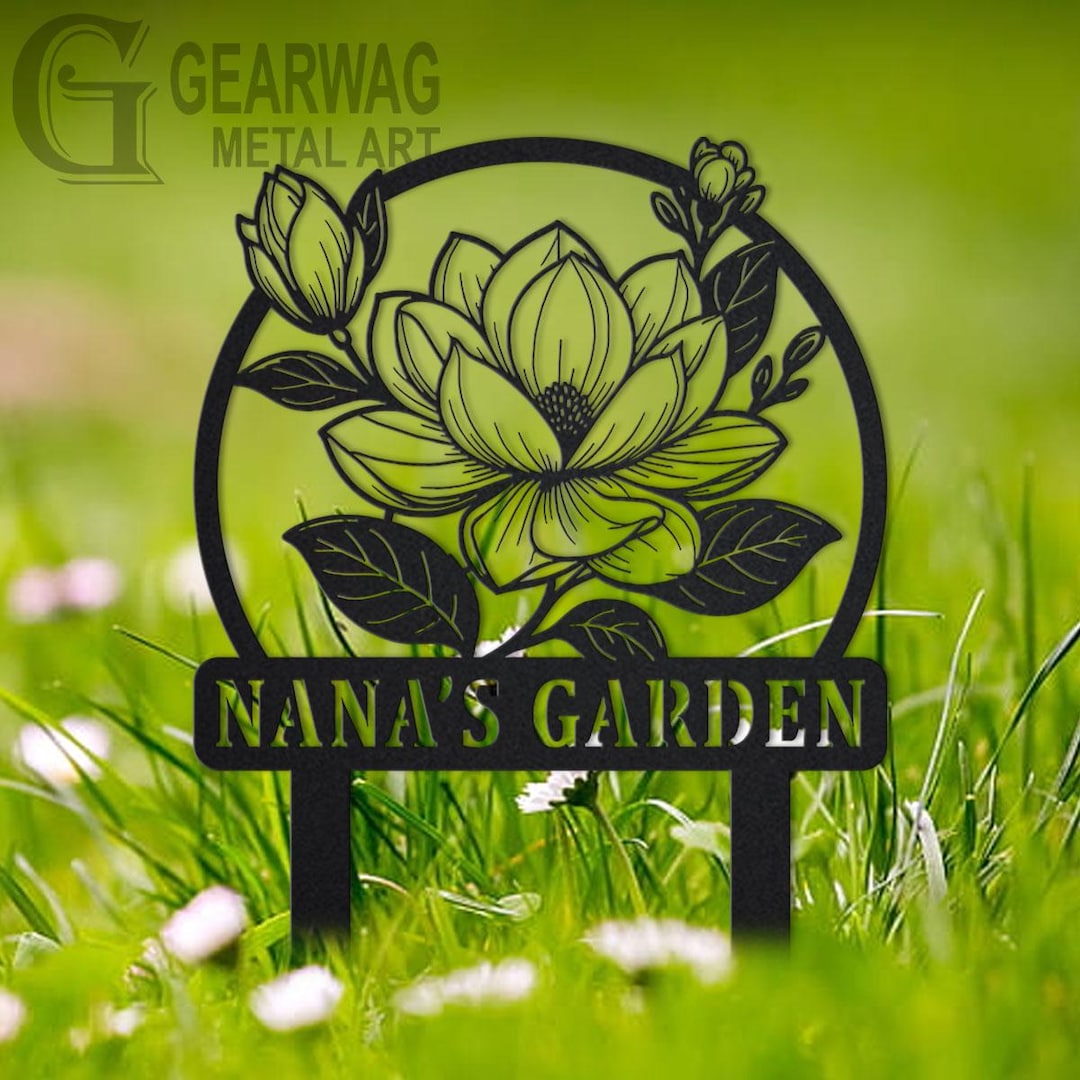 Personalized Magnolia Garden Stake: Metal Garden Sign, Custom Engraved ...
