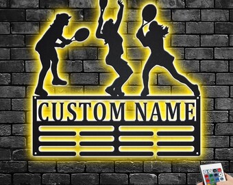 Gepersonaliseerde tennismedaillehouder met led-verlichting - aangepaste naamweergave