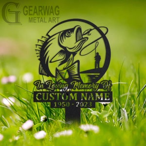Custom Fisher Memorial Stake, Metal Stake, Outdoor Decor, In Loving Memory, Outdoor Stake, Sympathy Sign, Grave Marker, Fisher Metal Sign
