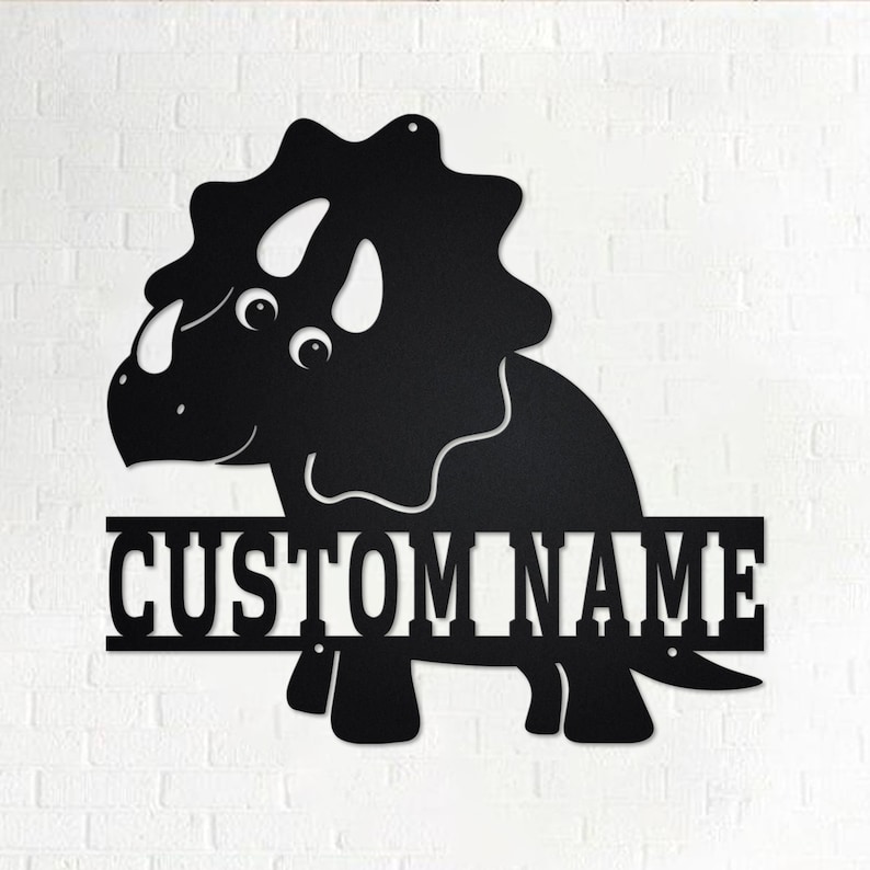 Custom Triceratops Dinosaur Metal Wall Art With LED Light Etsy