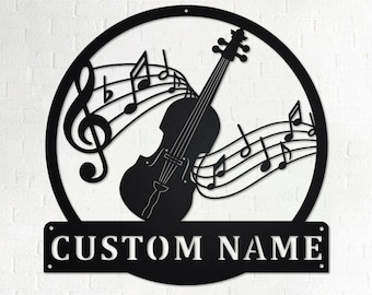 Custom Fiddle Metal Wall Art: Personalized Music Room Decor