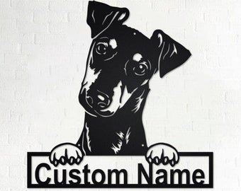 Custom Manchester Terrier Dog Metal Wall Art, Personalized Manchester Terrier Name Sign Decoration For Room, Manchester Terrier Home Decor