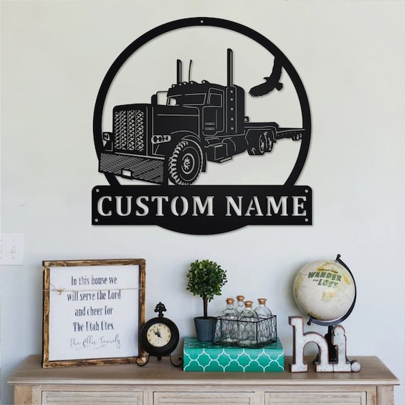 Custom Semi Truck Metal Wall Art: Personalized Name Sign - Etsy