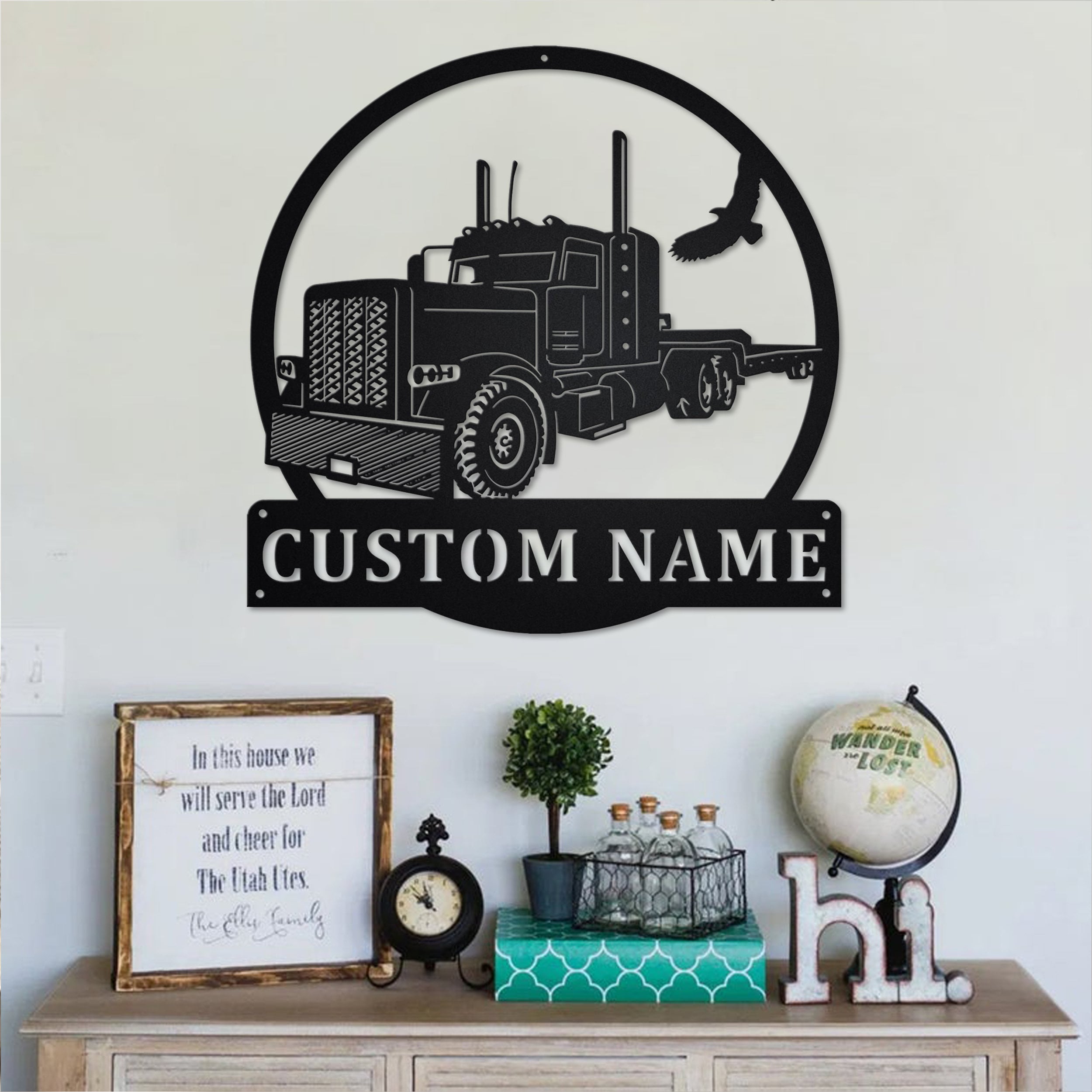 Custom Semi Truck Metal Wall Art: Personalized Name Sign - Etsy