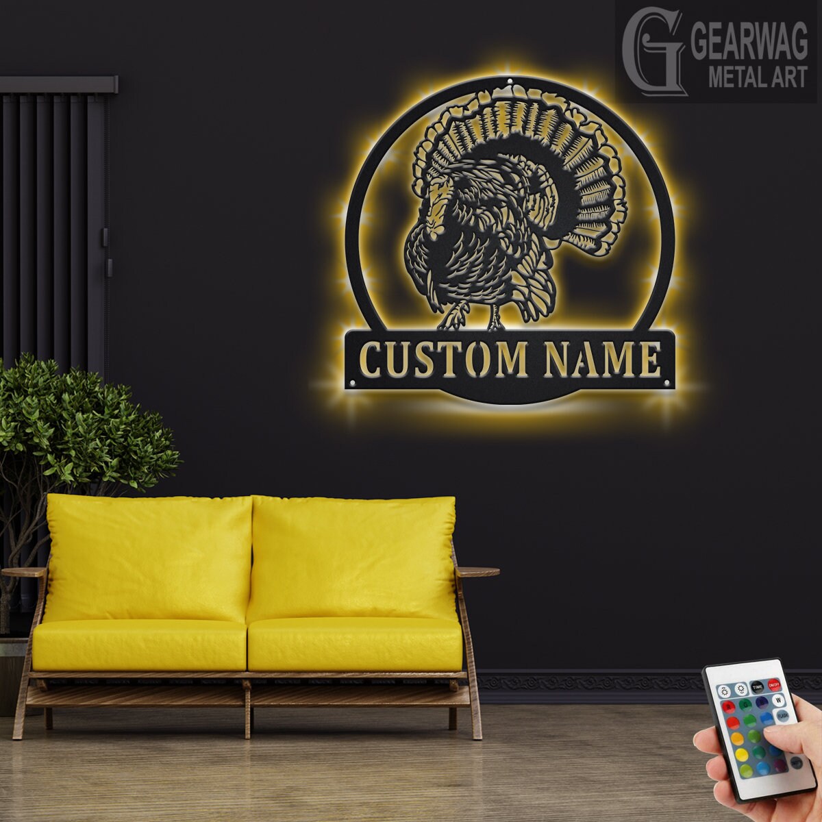 Custom Wild Turkey Metal Wall Art With LED Light