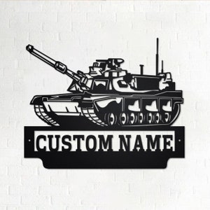 Custom US Military Tank Metal Wall Art, Personalized Military Tank Name Sign Decoration For Room, Military Tank Metal Home Decor