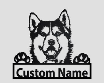 Placa de metal personalizada para Husky Siberiano: Arte de parede para amantes de cães