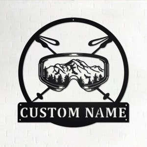 Custom Ski Goggles Metal Wall Art, Personalized Skier Name Sign Decoration For Room, Ski Goggles Home Decor, Custom Ski Goggles,Skiing Lover