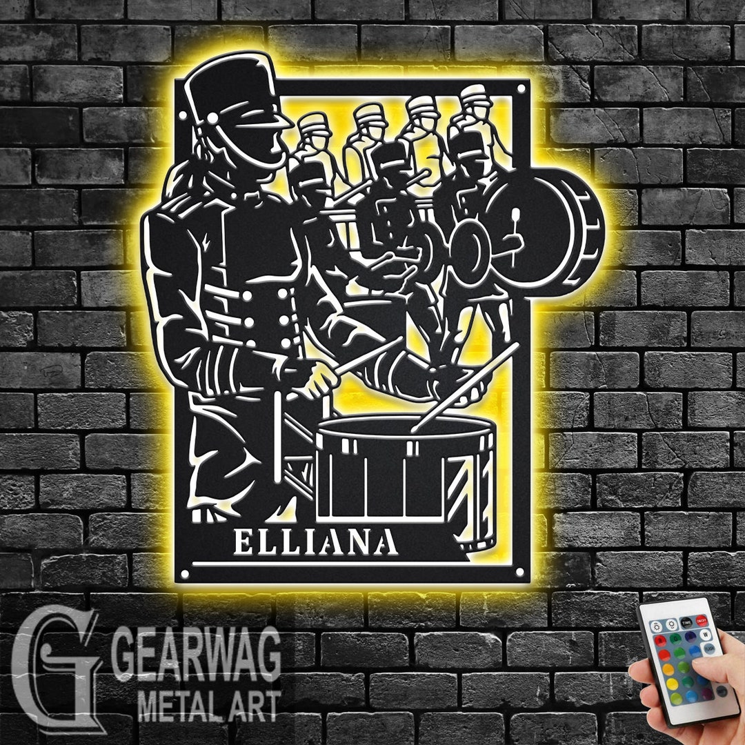 Custom Female Drumline Signage Metal Wall Art With LED Light