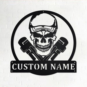 Custom Plumber Skull Metal Wall Art, Personalized Plumber Name Sign Decoration For Room, Plumber Home Decor, Custom Plumber, Plumber Skull