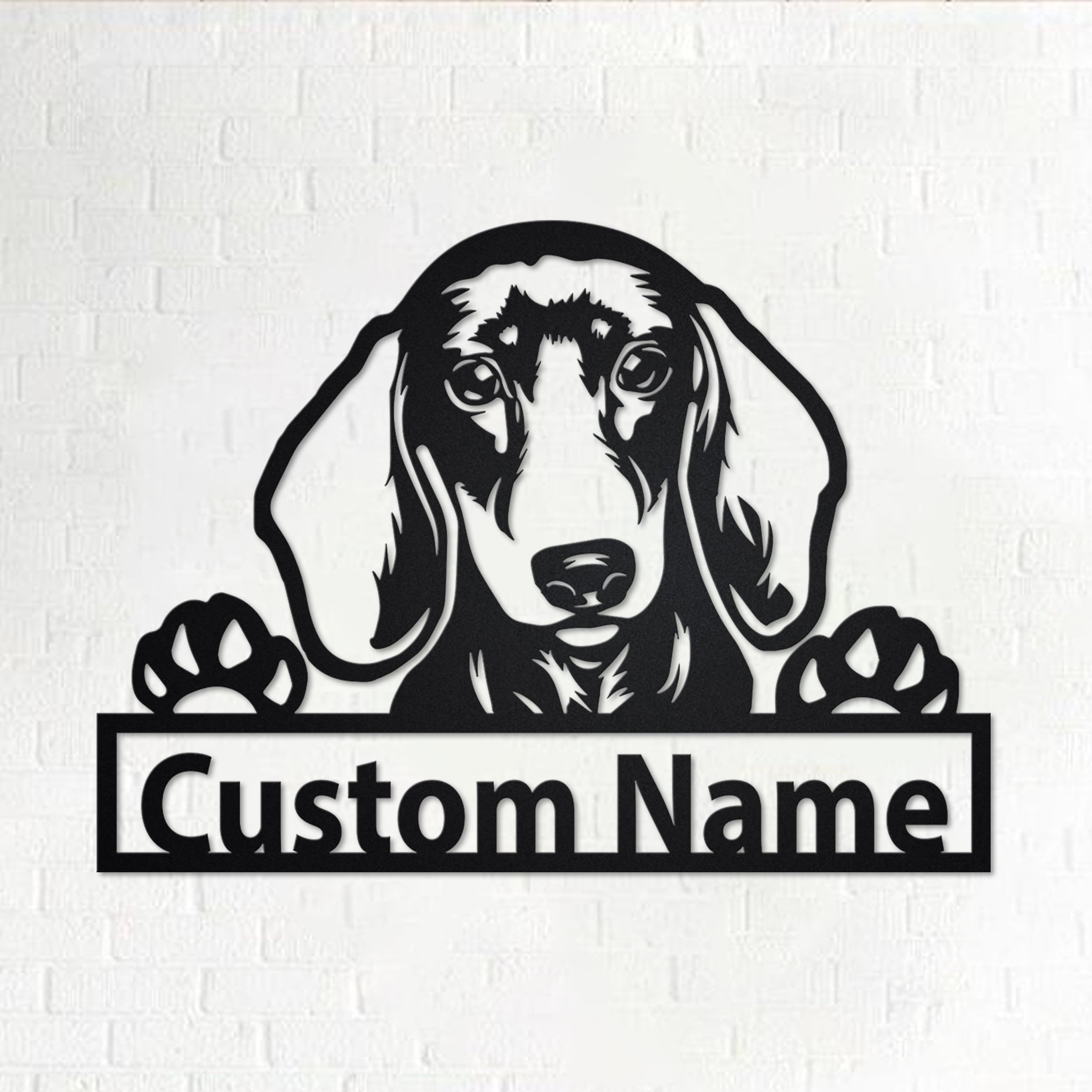 Custom Peeking Dachshund Dog Metal Wall Art, Personalized Peeking Dachshund Name Sign Decoration For Room, Peeking Dachshund Home Decor