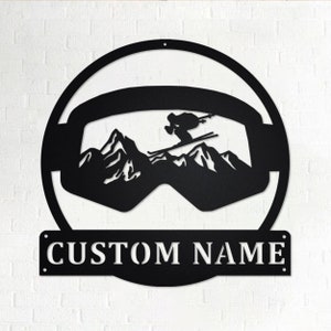 Custom Ski Goggles Metal Wall Art, Personalized Skier Name Sign Decoration For Room, Ski Goggles Home Decor, Custom Ski Goggles, Skier Gift