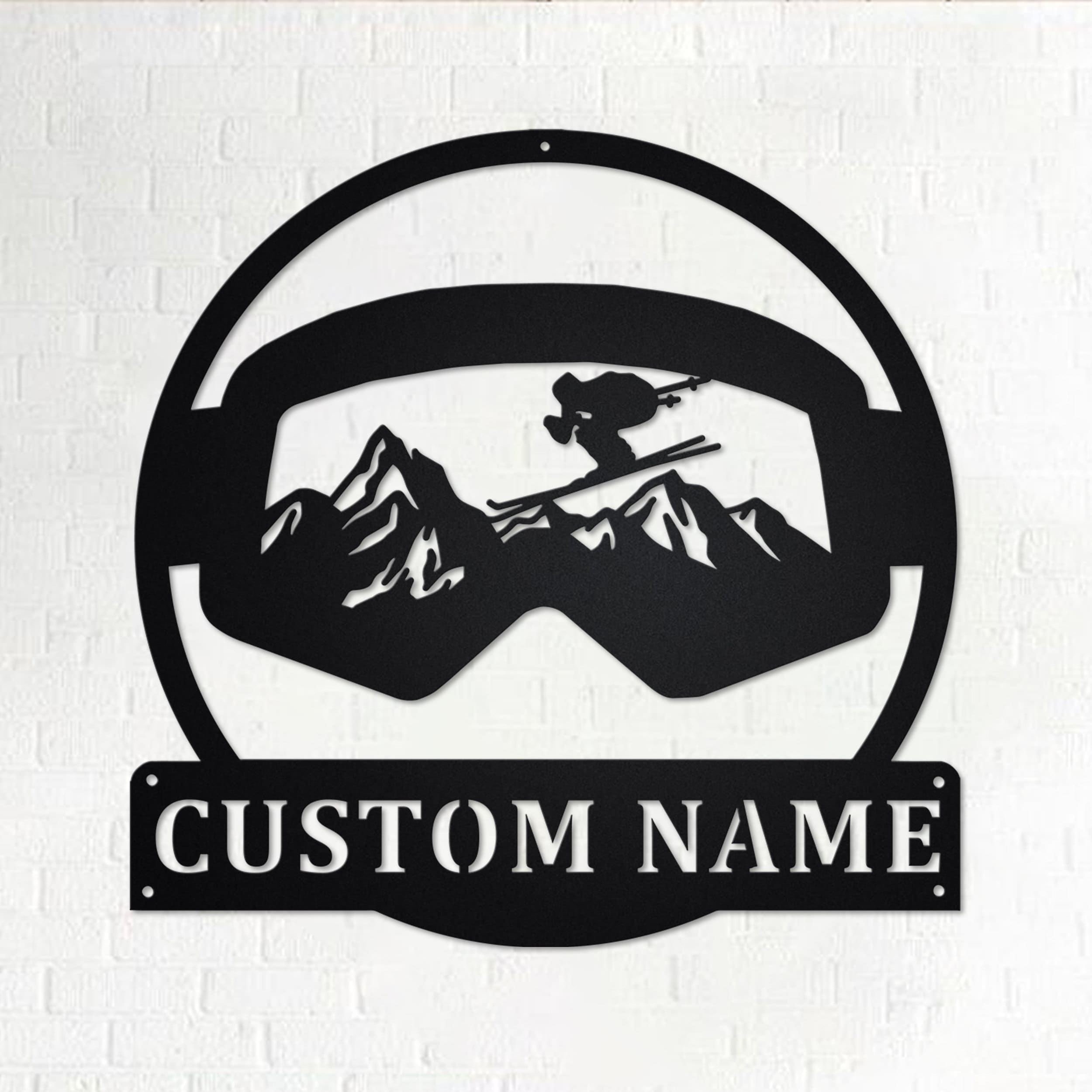 Custom Ski Goggles Metal Wall Art - Personalized Name Sign For Skiers, Home Bar Office Decor, Metal Plaque Gift - View #2