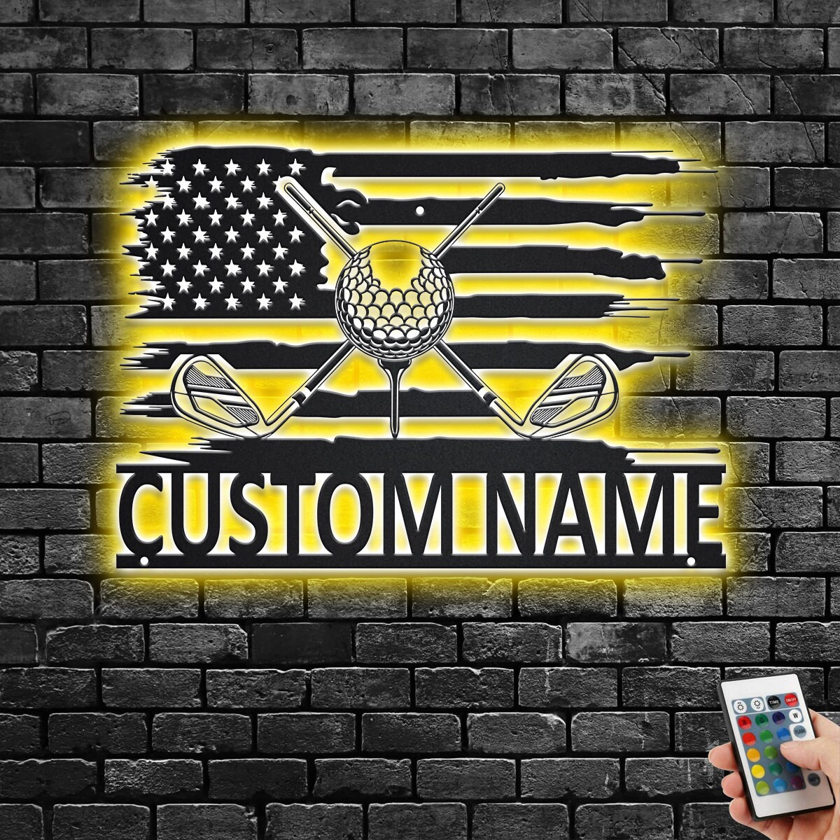 Custom US Golf Metal Wall Art With LED Light Personalized Etsy