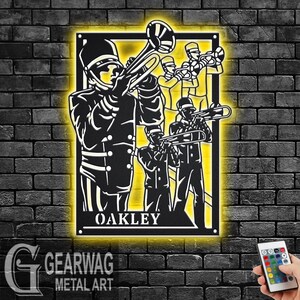 Custom Male Brass Signage Metal Wall Art With LED Light, Personalized Brass Team Name Sign Decoration, Male Brass Signage Metal LED Decor