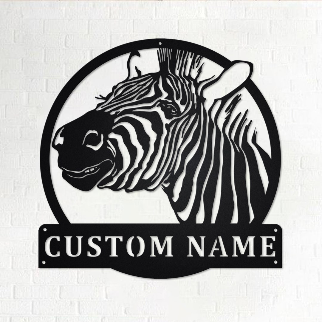 Custom Zebra Metal Wall Art: Personalized Name Sign - Etsy