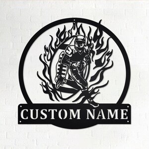 Custom Flaming Football Player Metal Wall Art, Personalized Football Player Name Sign Decoration For Room, Football Player Home Decor