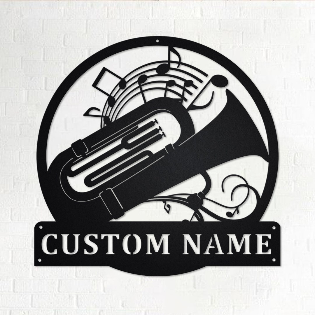 Custom Tuba Musical Instrument Metal Wall Art, Personalized Tuba