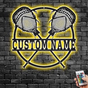 Custom Lacrosse Goalie Metal Wall Art With LED Light, Personalized Lacrosse Goalie Name Sign Decoration For Room, Lacrosse Goalie LED Decor